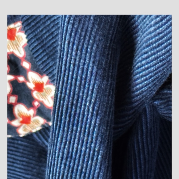 Anthropologie Maeve Dress Corduroy Winchester Blue Tie Front Button Shirt Dress - Picture 9 of 16